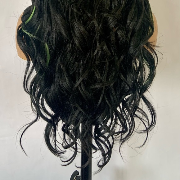 A Gorgeous Black/Green Premium Fiber Lace Front Wig for Daily Wear or Costumes - Picture 16 of 16